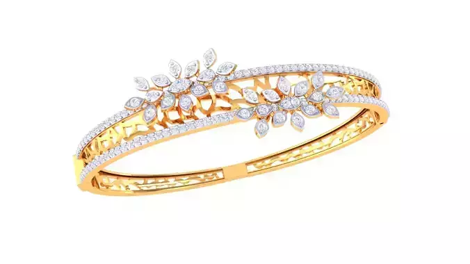 Bracelet - 6 diamond bangle gold