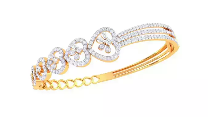 Bracelet - 5 diamond bangle gold