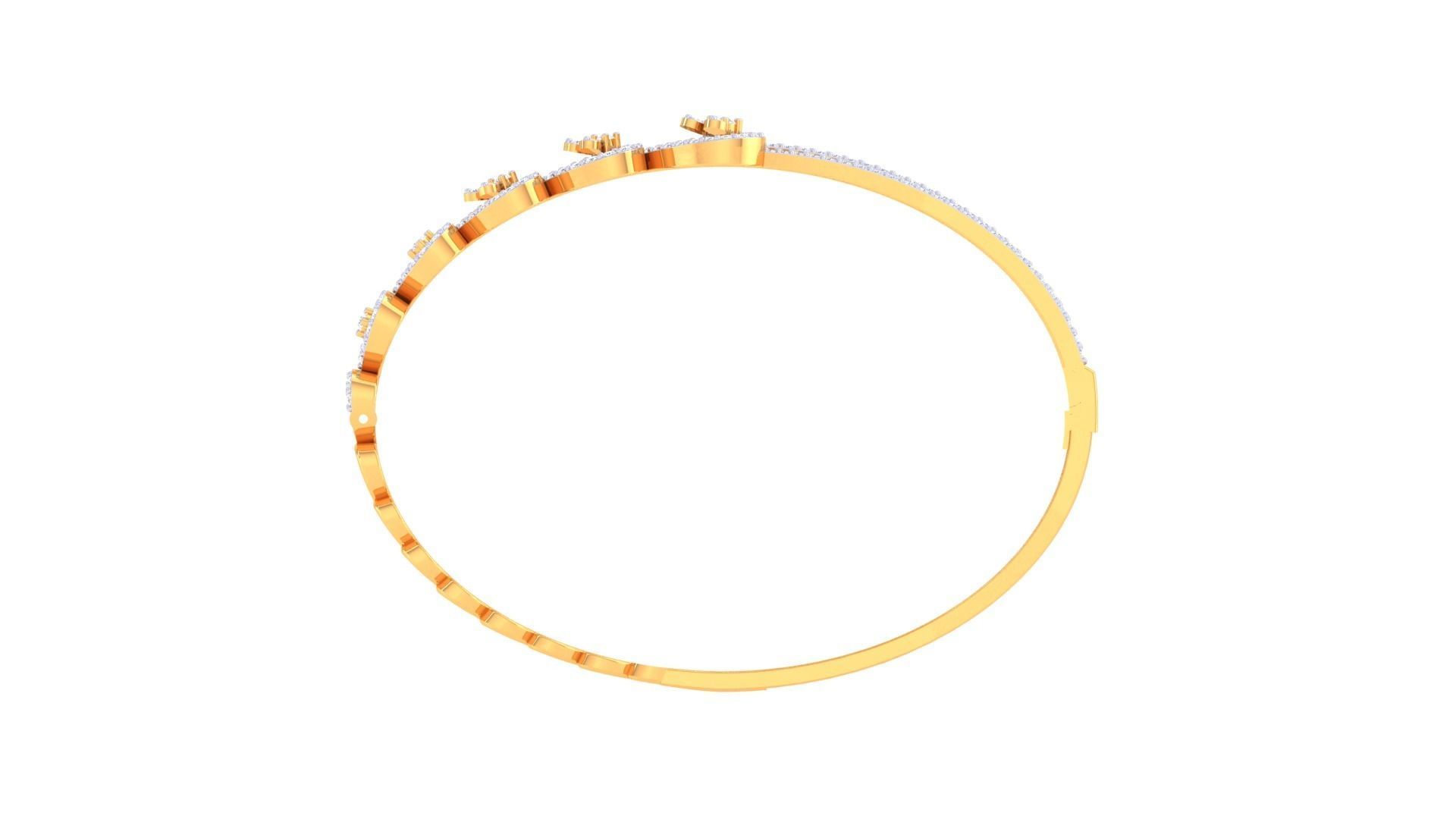 Bracelet - 5 diamond bangle gold 3D print model_3