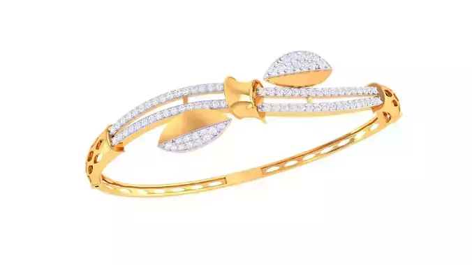 Bracelet - 4 diamond bangle gold