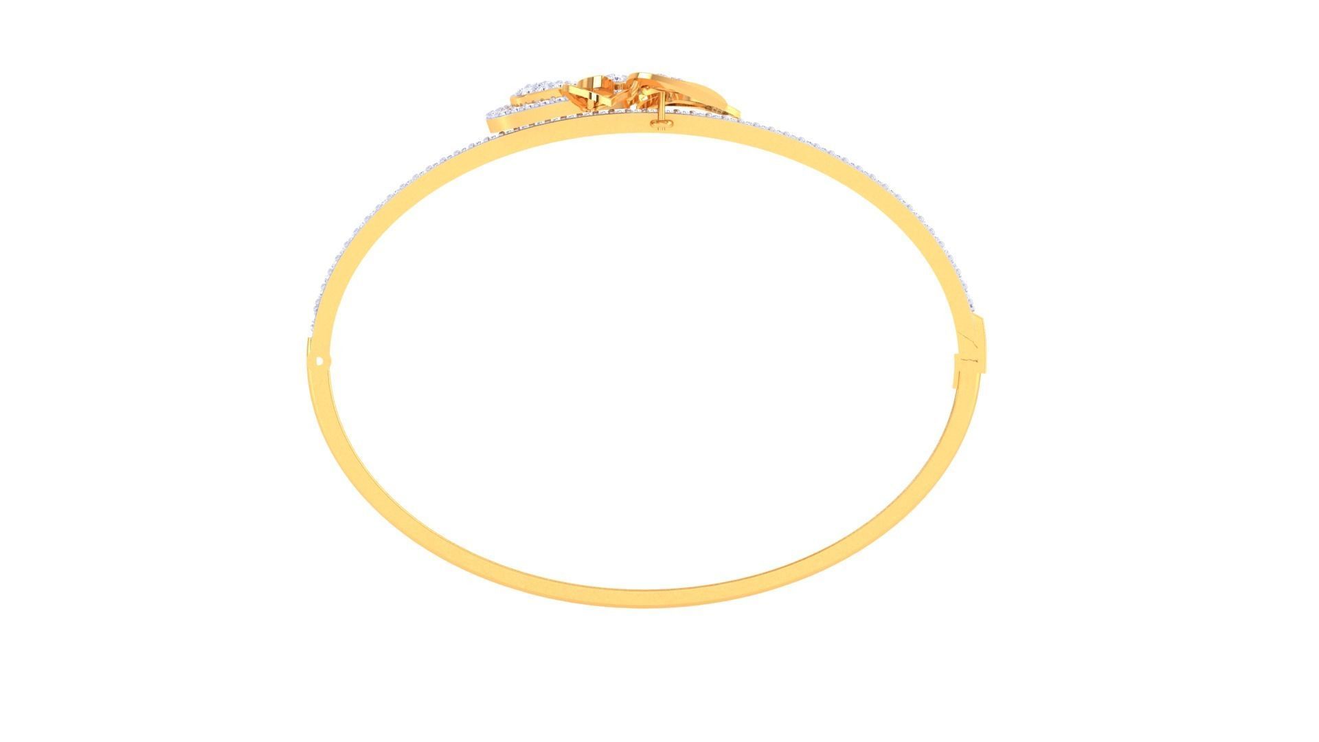 Bracelet - 2 diamond bangle gold 3D print model_3