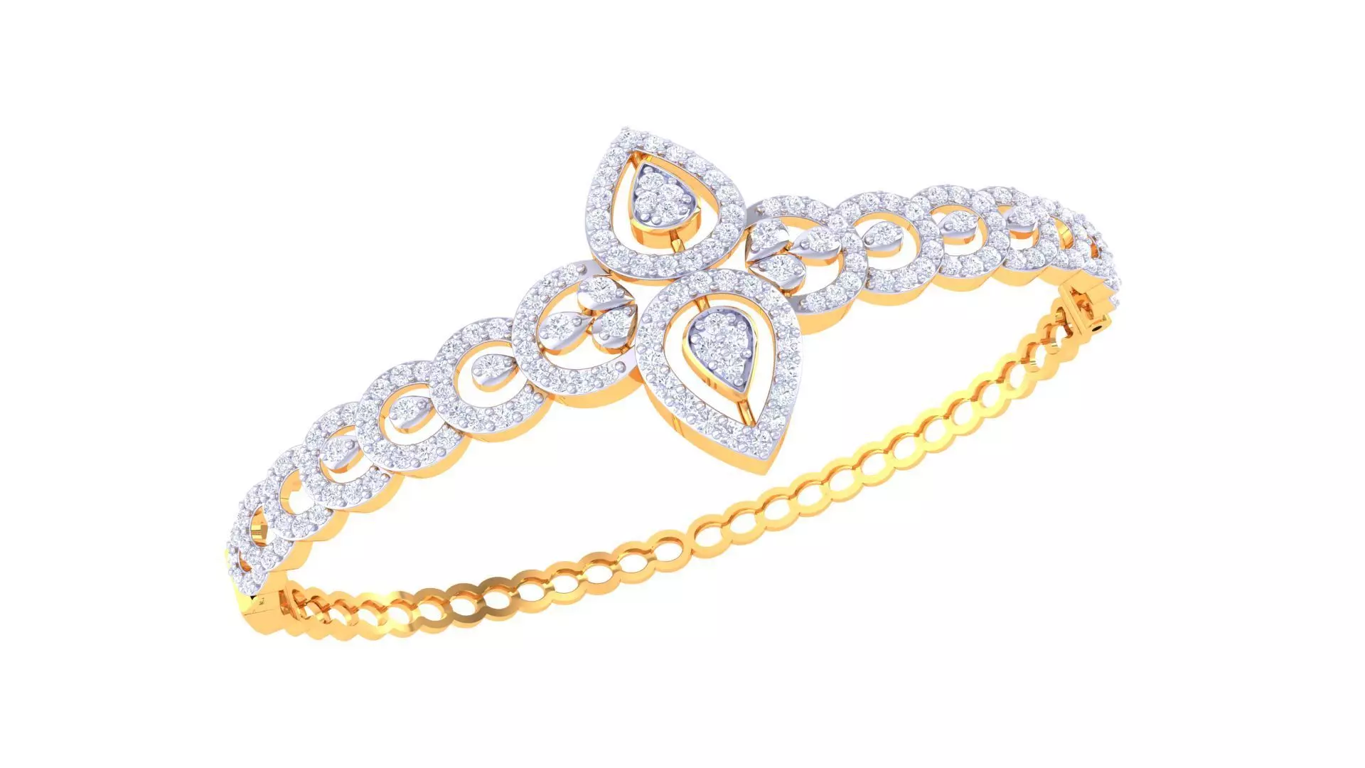Bracelet - 1 diamond bangle gold 3D print model_0
