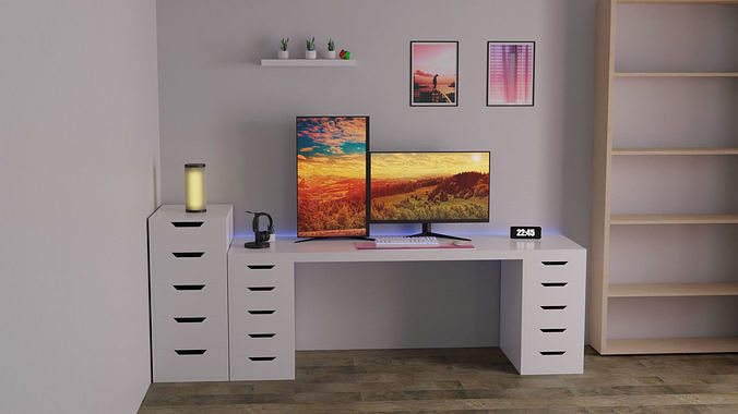 Minimatistic Computer Desk 3d Model by Nikdox 3D model 6