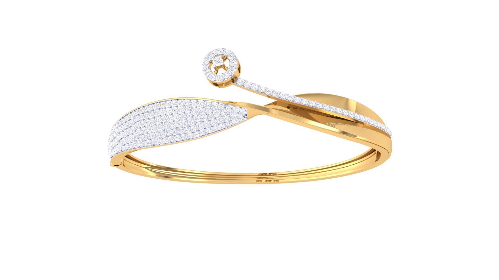 Bracelet - 8 diamond bangle gold 3D print model_2