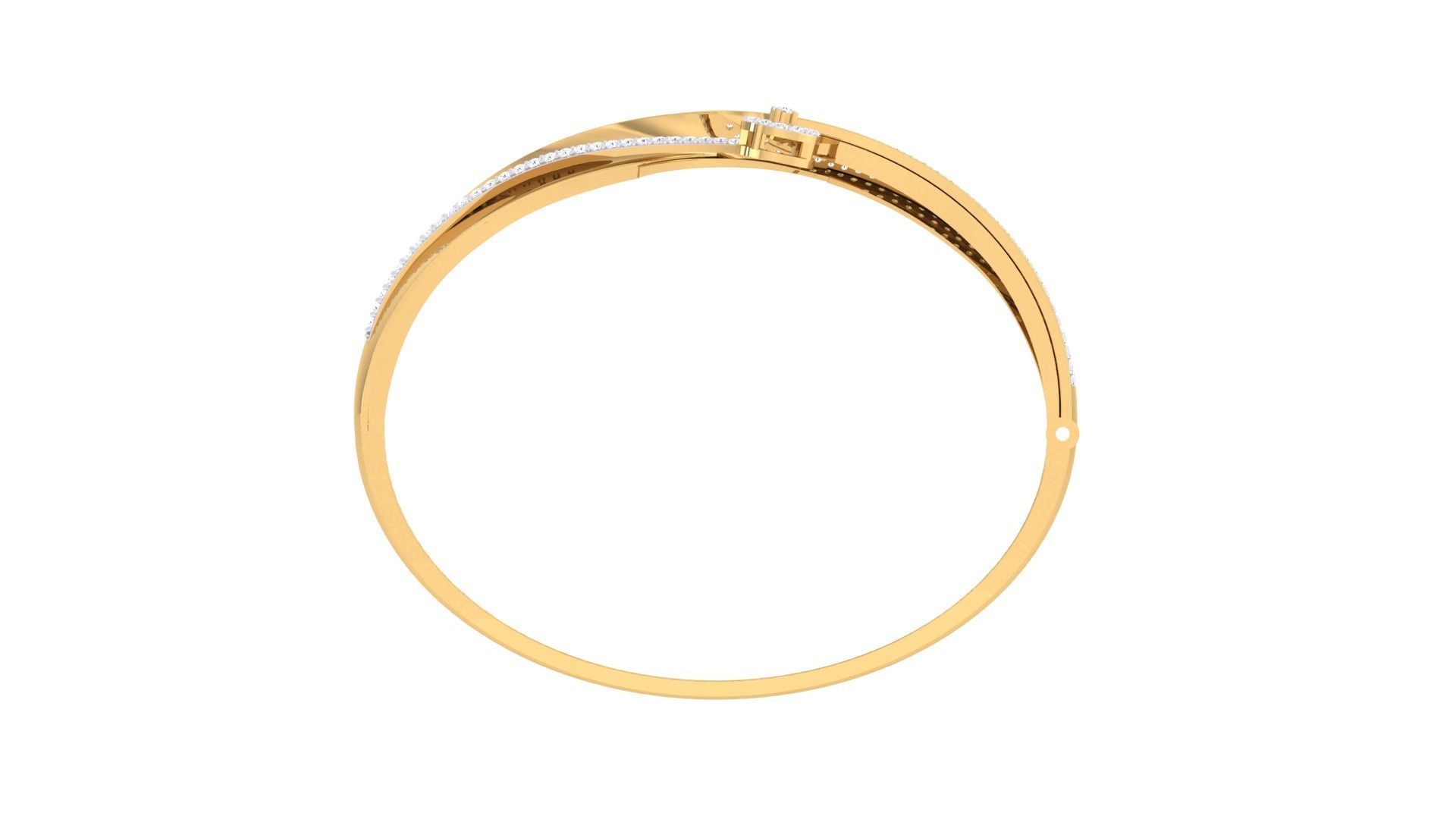 Bracelet - 8 diamond bangle gold 3D print model_3