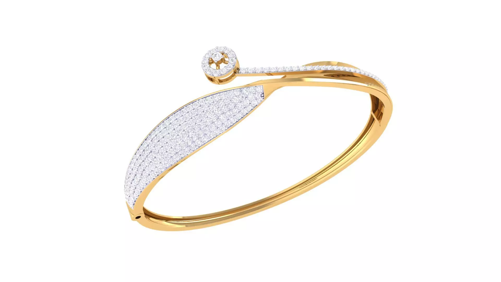 Bracelet - 8 diamond bangle gold 3D print model_0