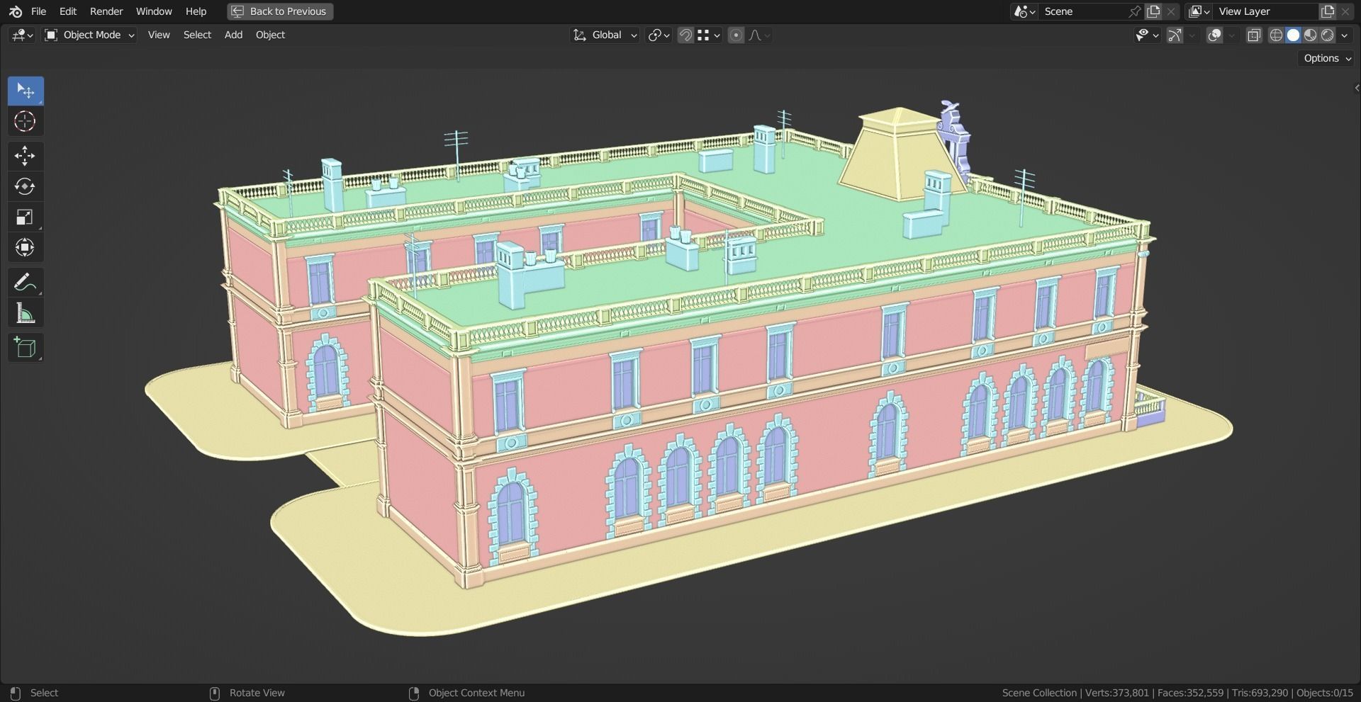 Eastern European Building 010 Low-poly 3D model_13