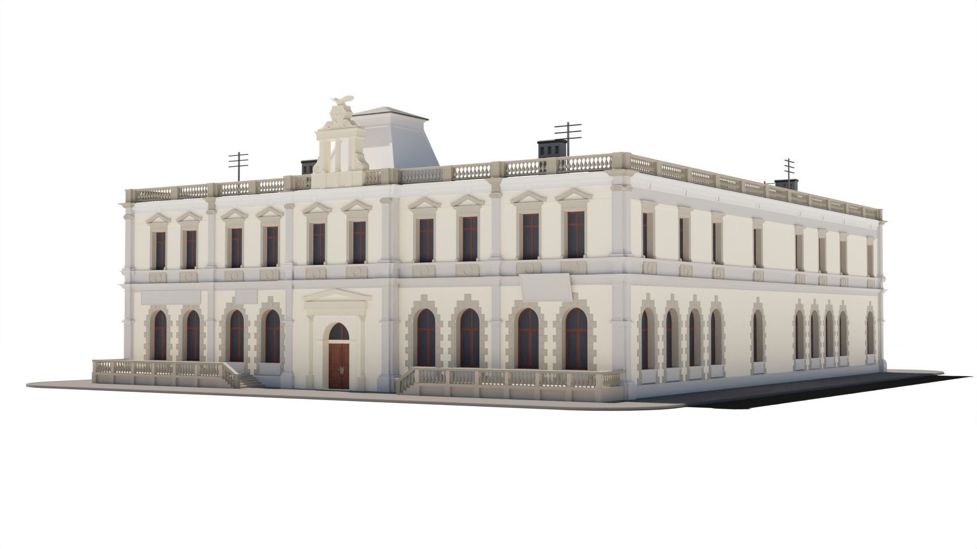 Eastern European Building 010 Low-poly 3D model_6