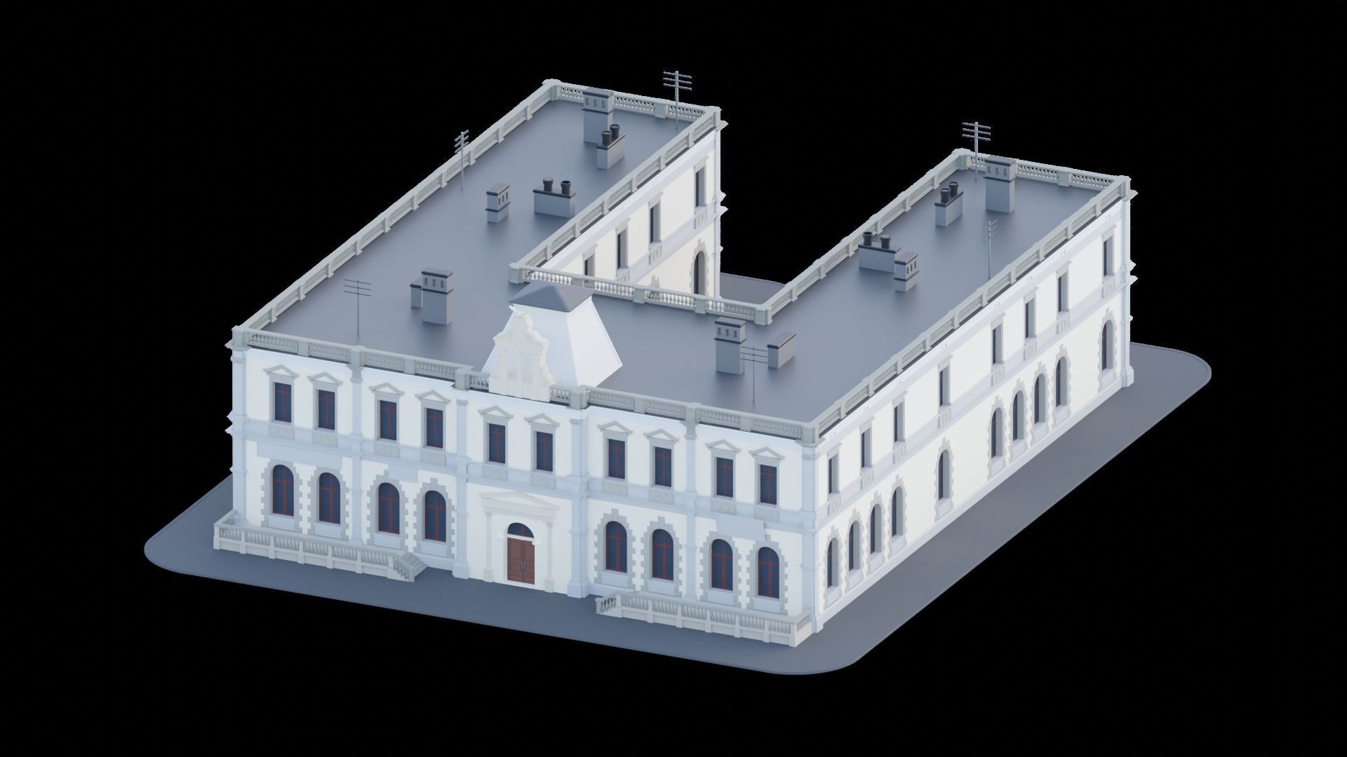 Eastern European Building 010 Low-poly 3D model_37
