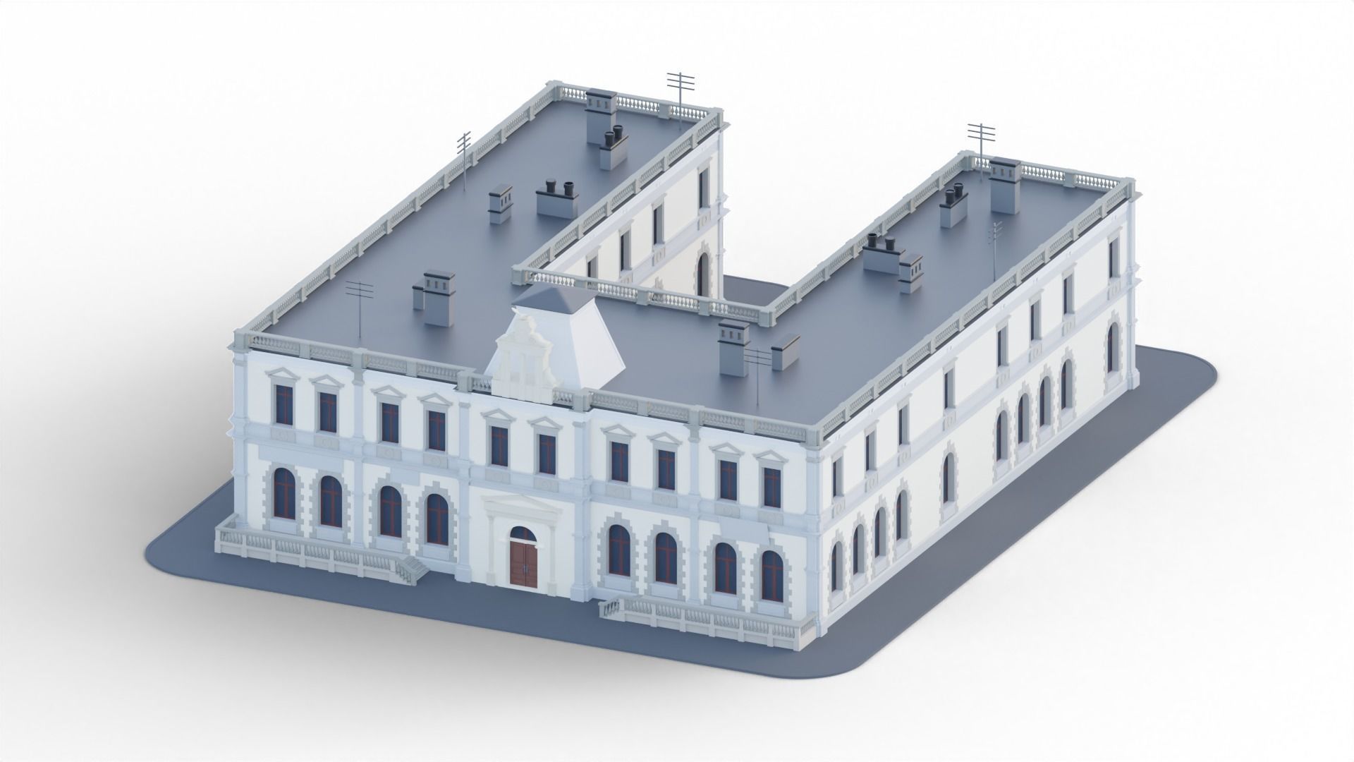 Eastern European Building 010 Low-poly 3D model_10