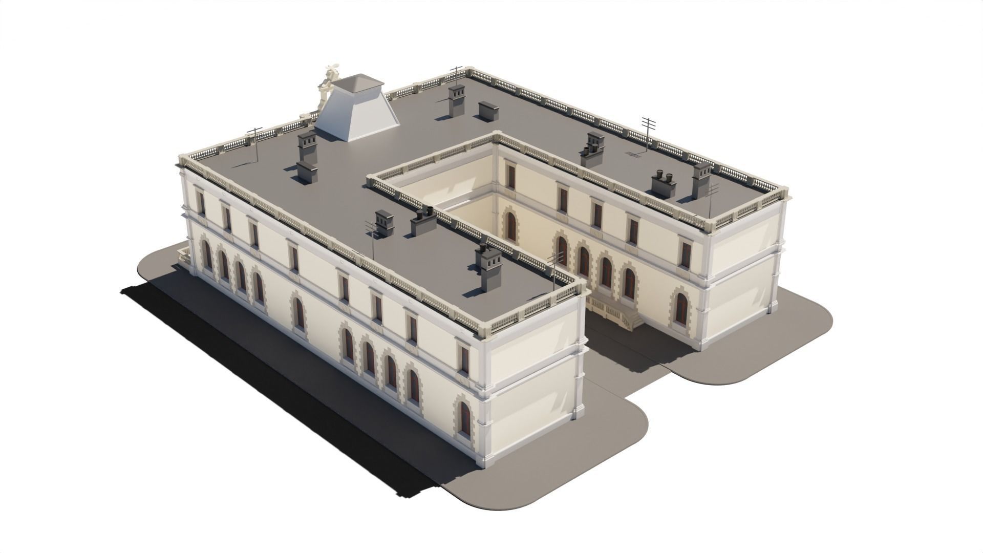 Eastern European Building 010 Low-poly 3D model_7