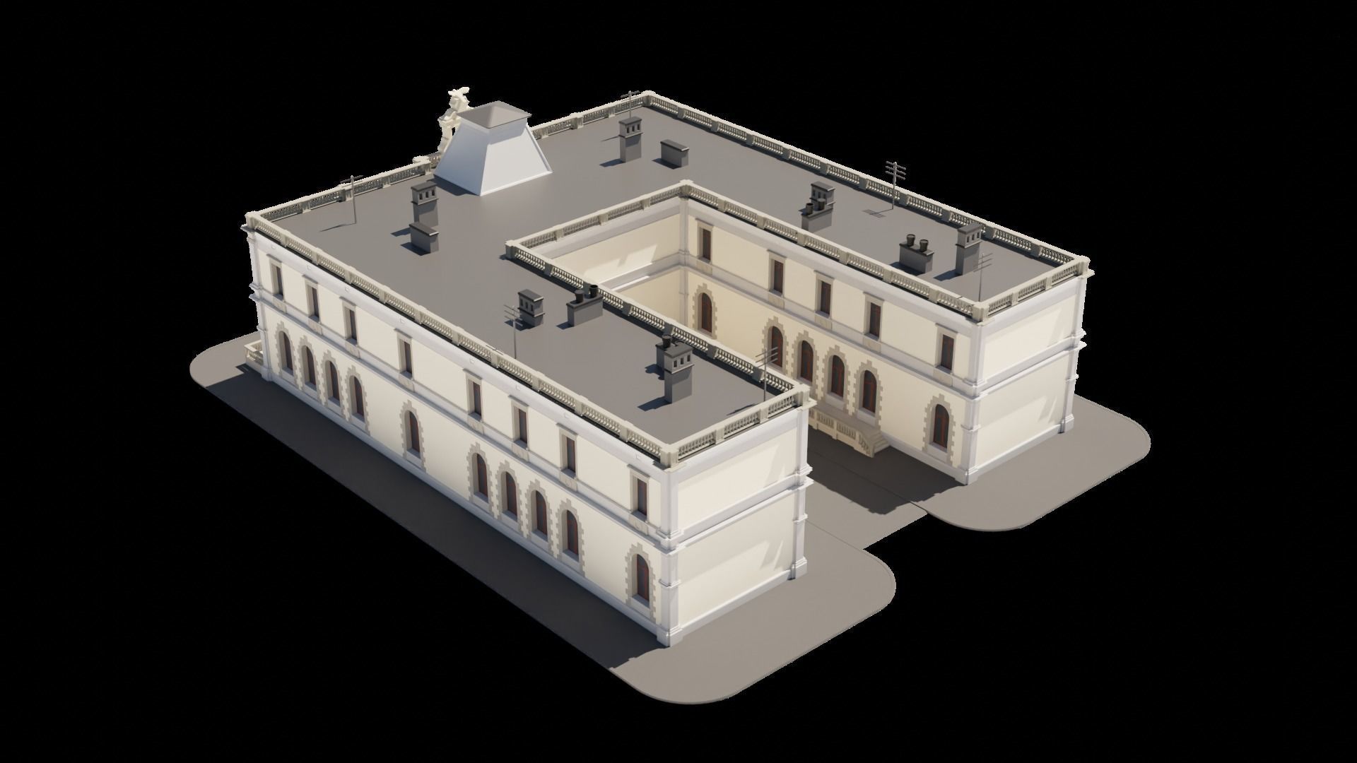 Eastern European Building 010 Low-poly 3D model_29