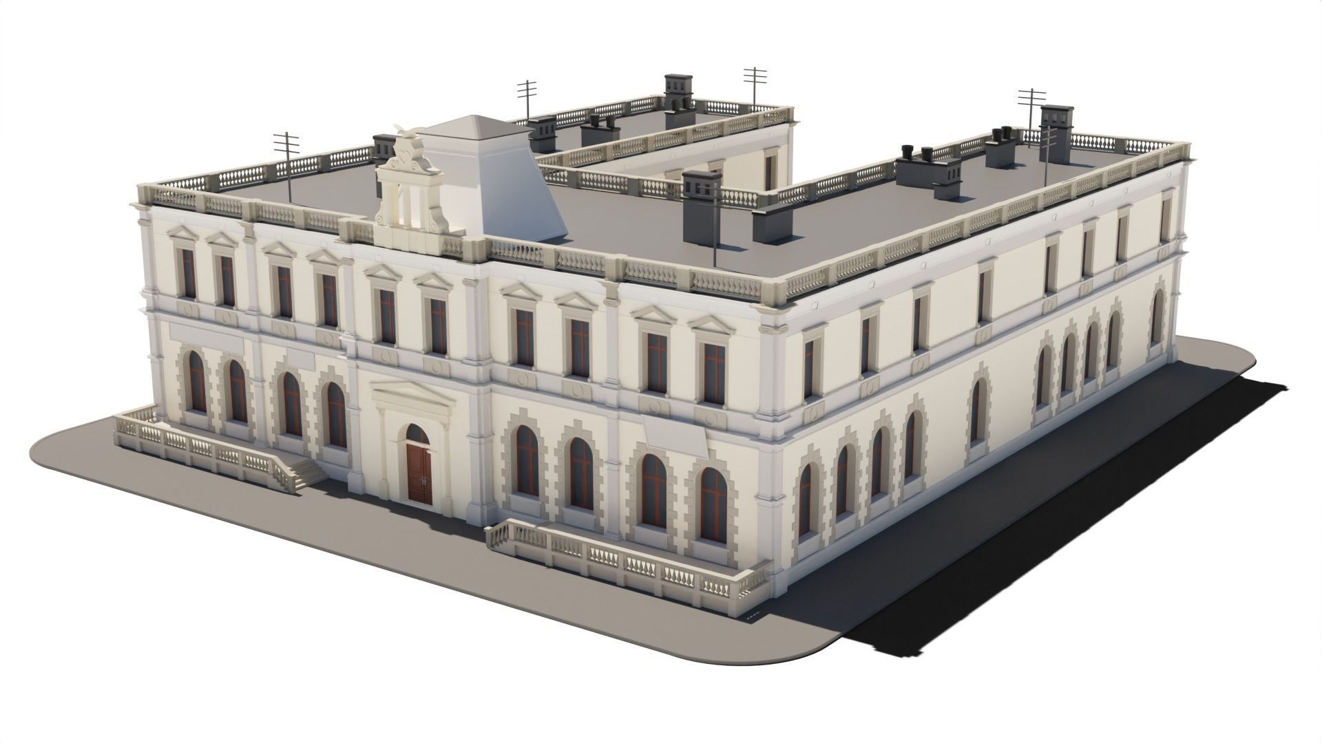 Eastern European Building 010 Low-poly 3D model_4