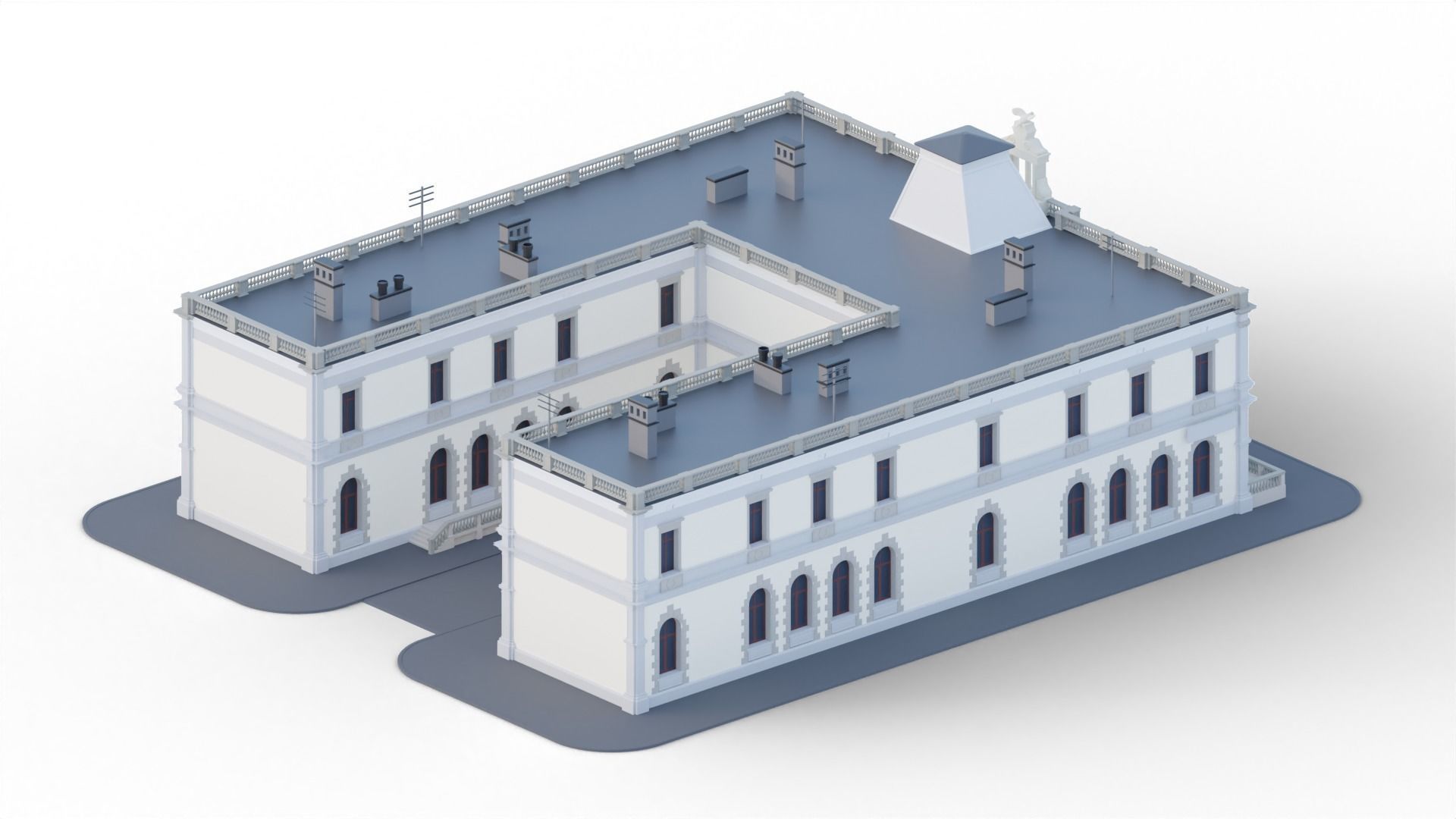 Eastern European Building 010 Low-poly 3D model_12