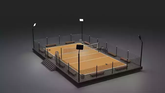 LOW POLY VOLEYBOL SAHASI Low-poly 3D model