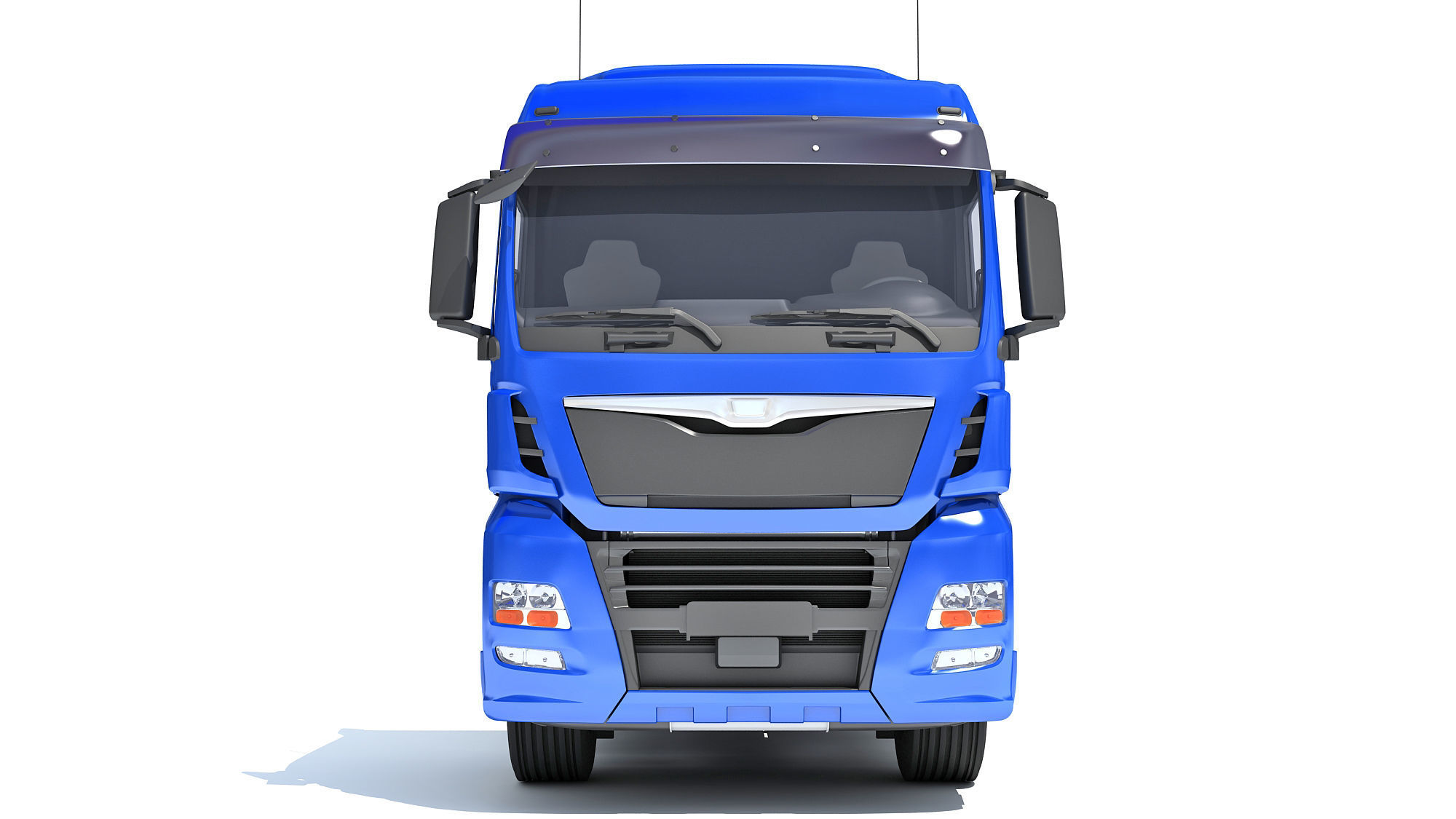 Semi Truck with Lowboy Trailer 3D model_11