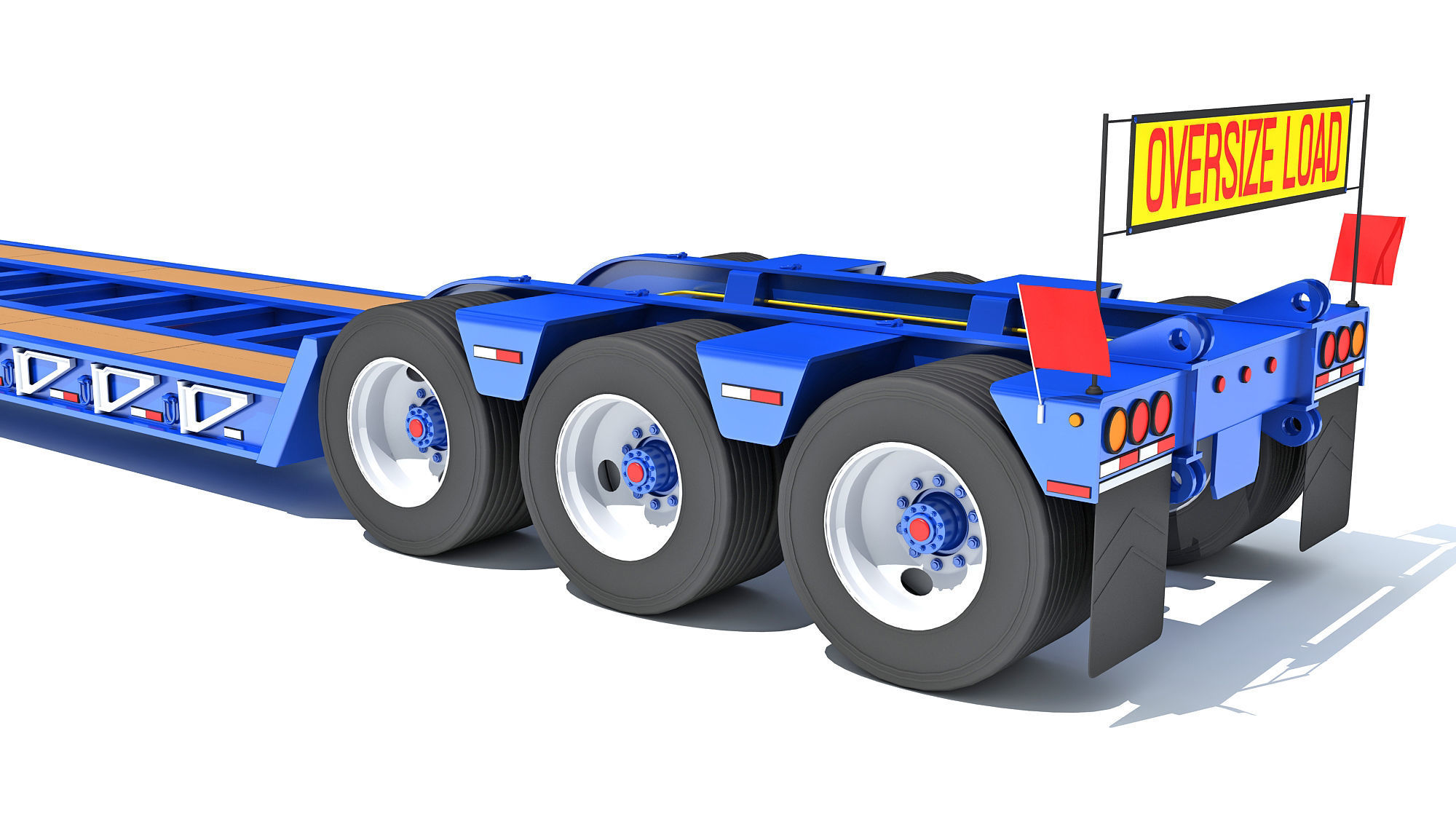 Semi Truck with Lowboy Trailer 3D model_15