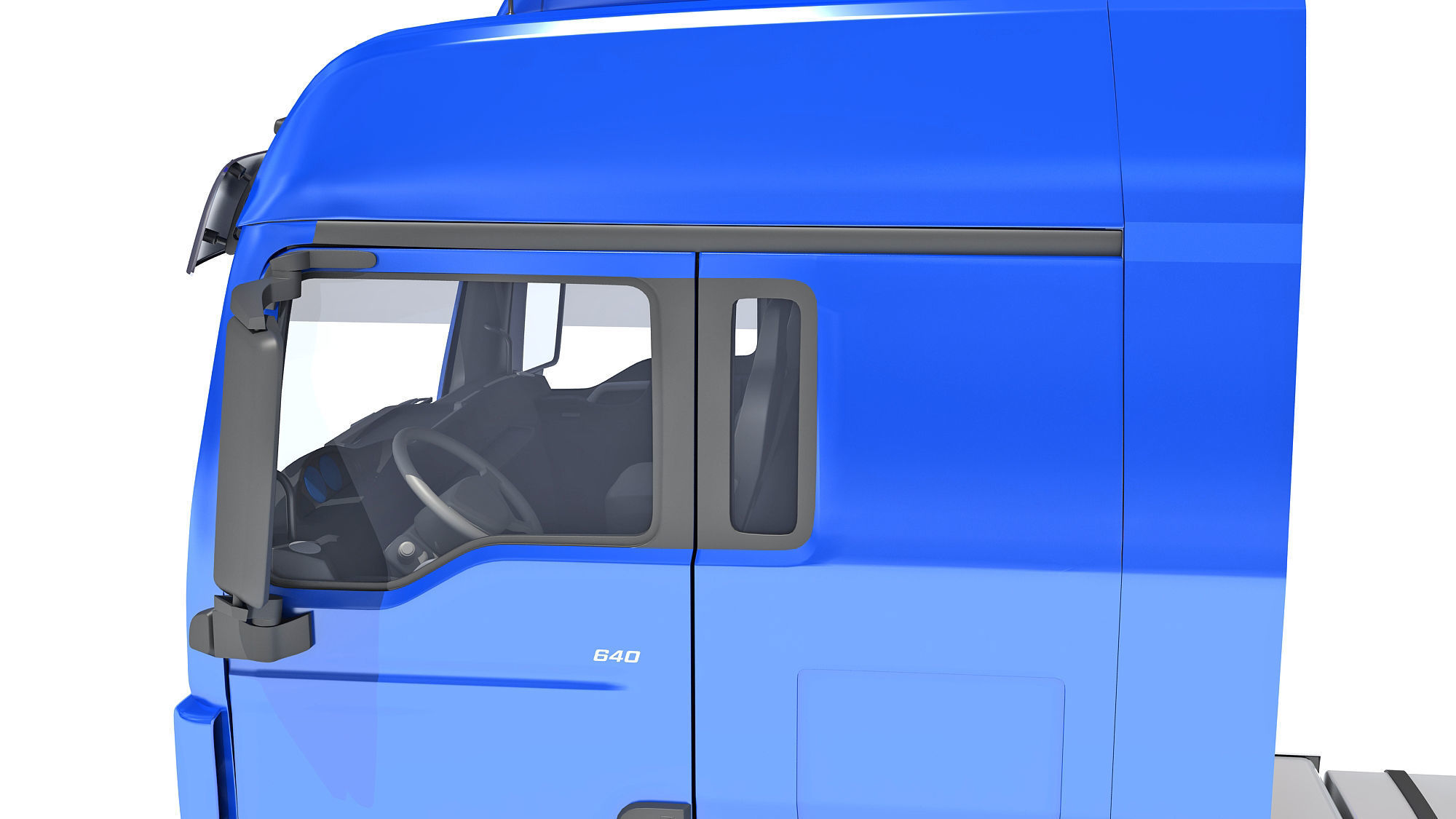 Semi Truck with Lowboy Trailer 3D model_14