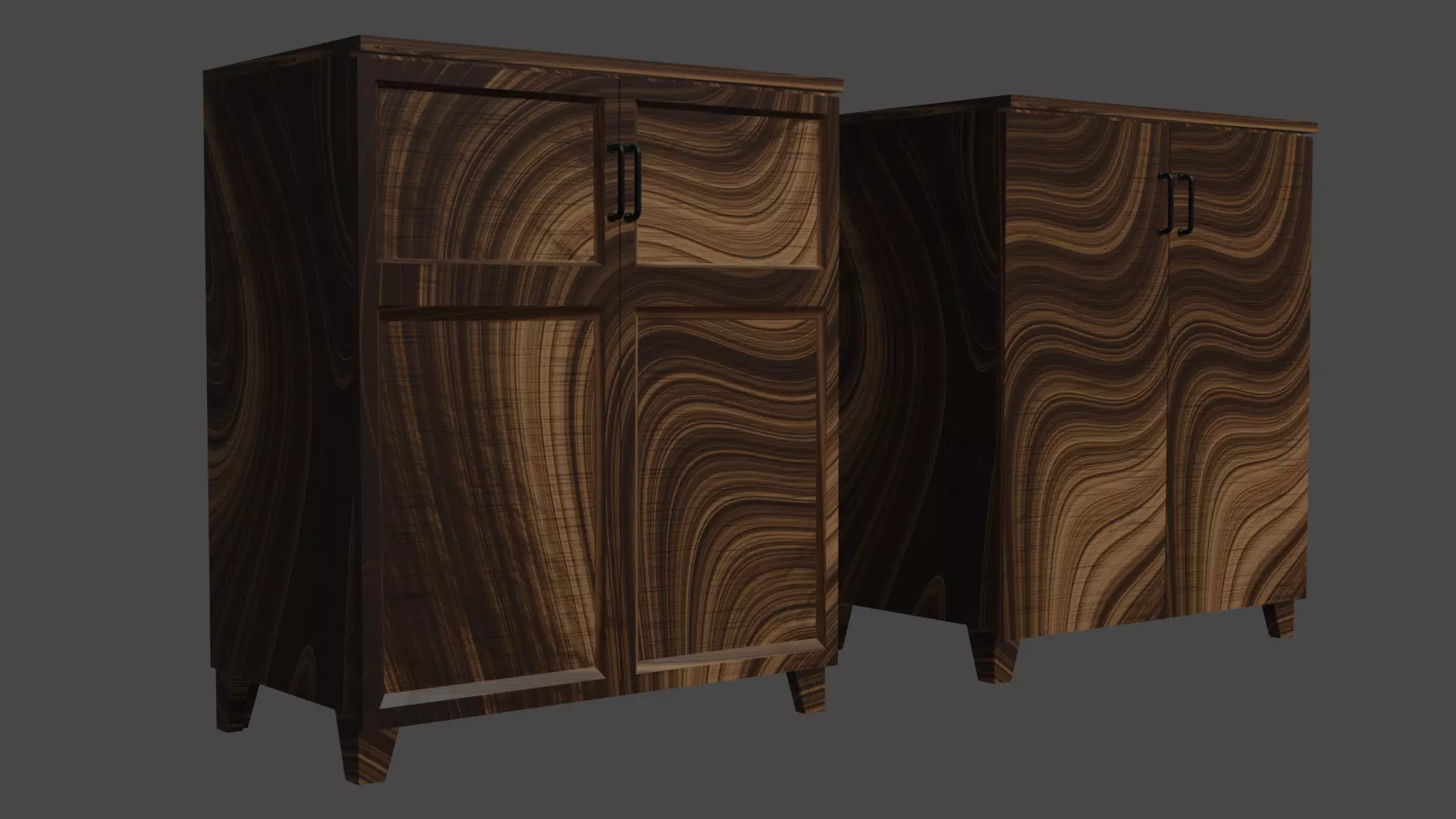 cupboard pair of wooden cabinets 3D model
