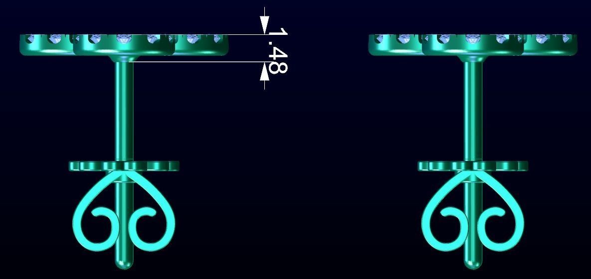 Four Leaf Clover Diamond Earrings 2 3D print model_4