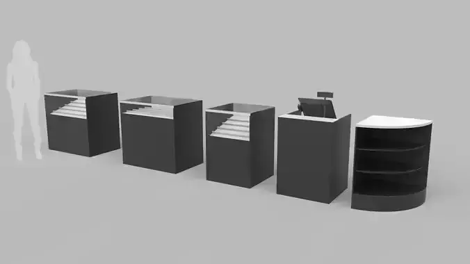Counter Cashier Modules 3 3D model