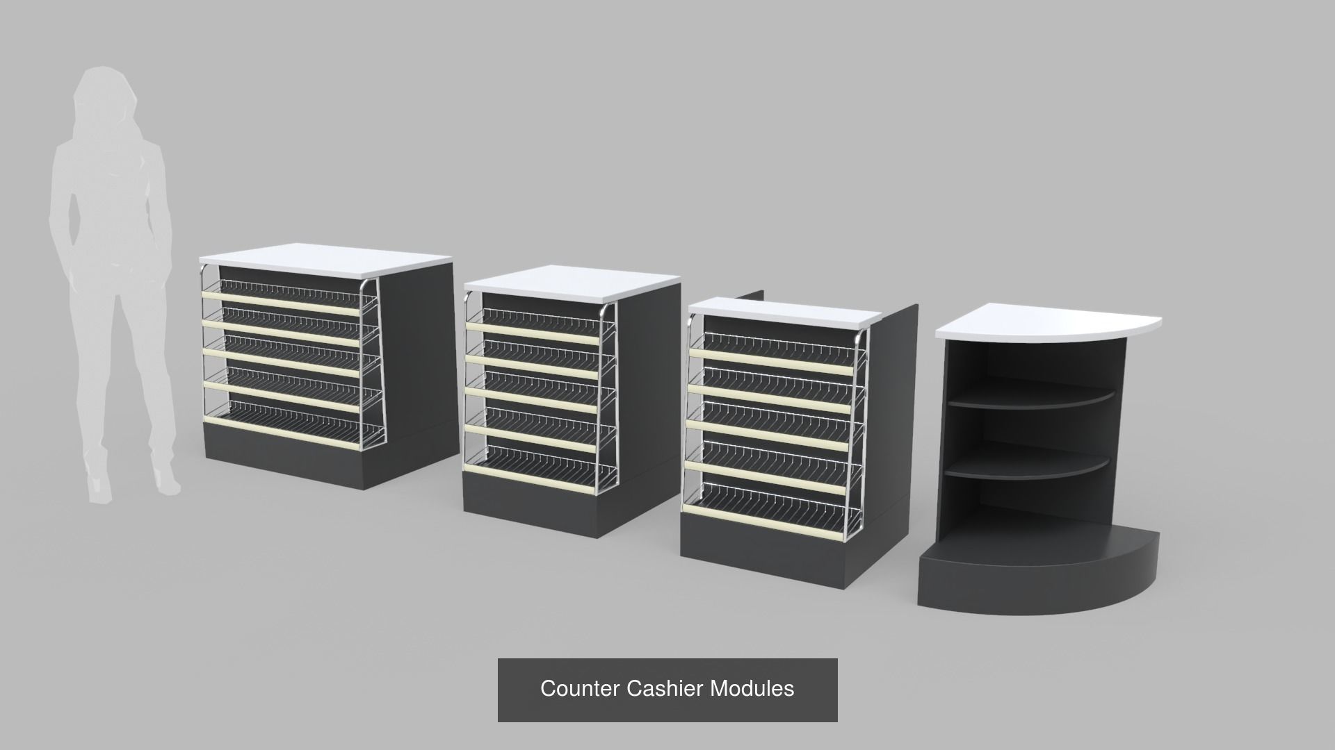Counter Cashier Modules - Pack 3D Model Collection_1