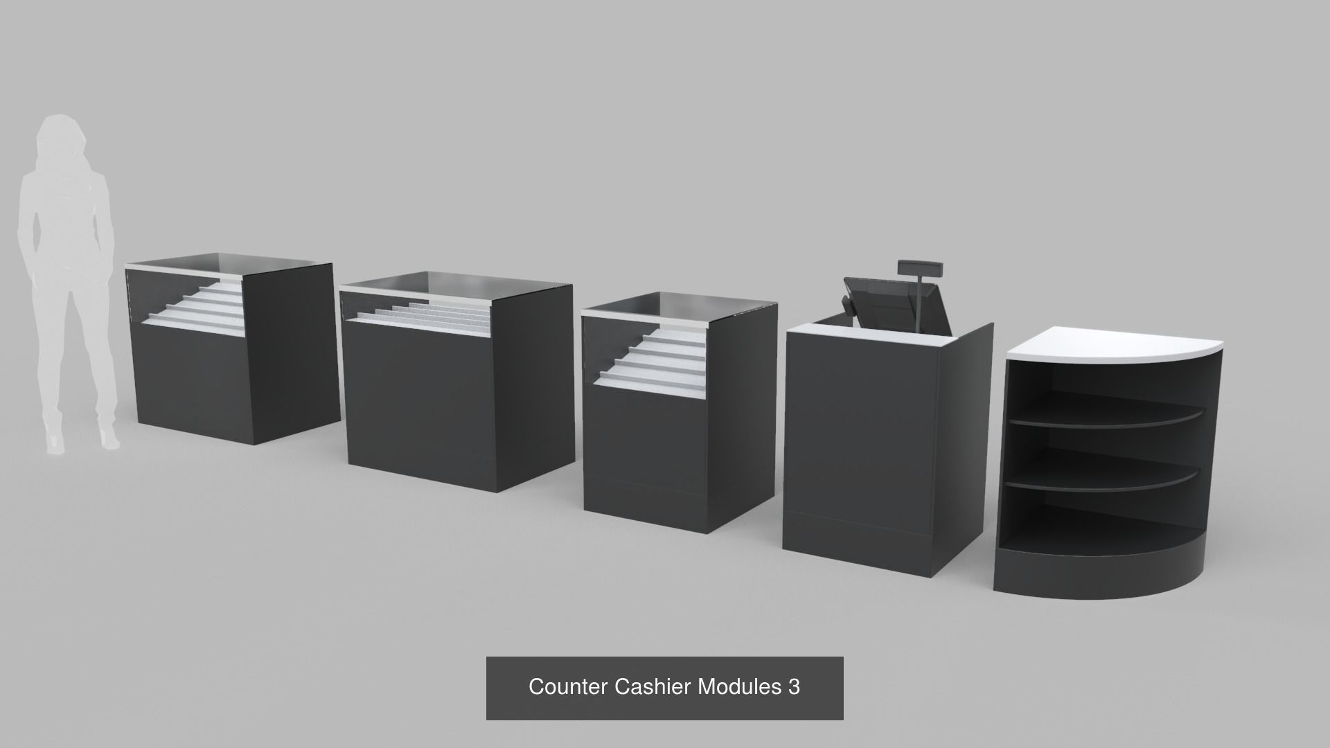 Counter Cashier Modules - Pack 3D Model Collection_3