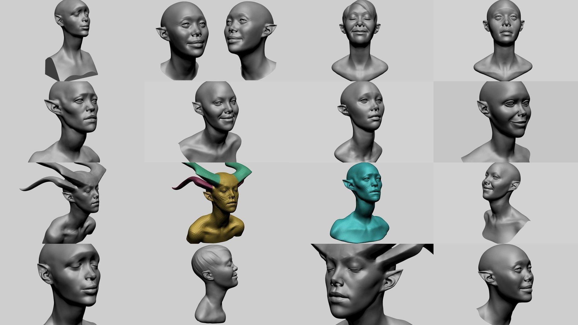 25 Female Head Models 3D Model Collection_1