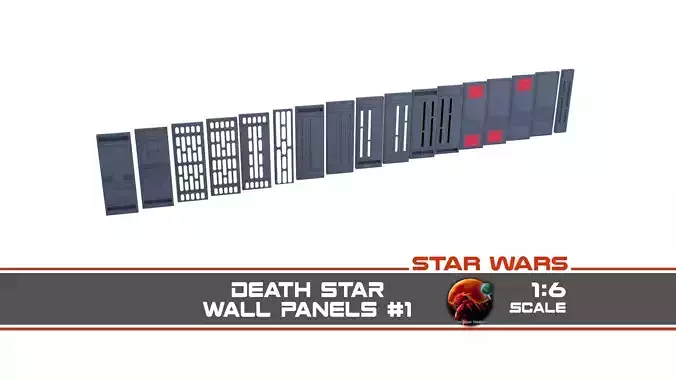 Death Star Wall Panel - 1 - 1-6 scale Hottoys 3D Model Collection
