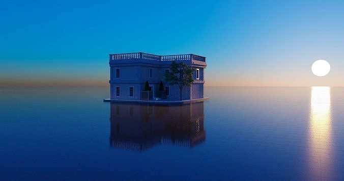 Building house floating in water Free 3D model