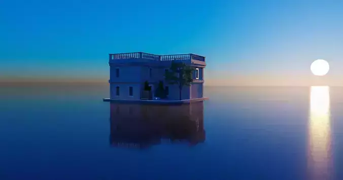 Building house floating in water Free 3D model
