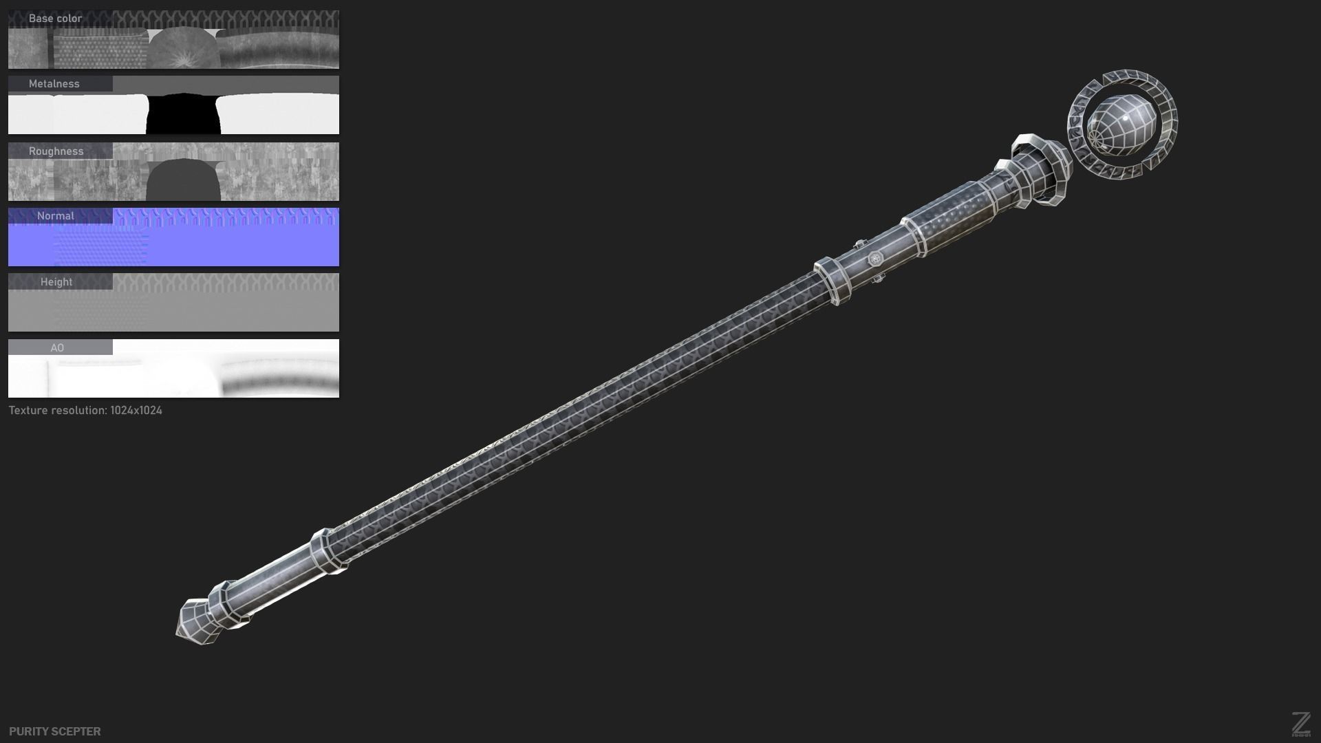 Purity scepter Low-poly 3D model_1