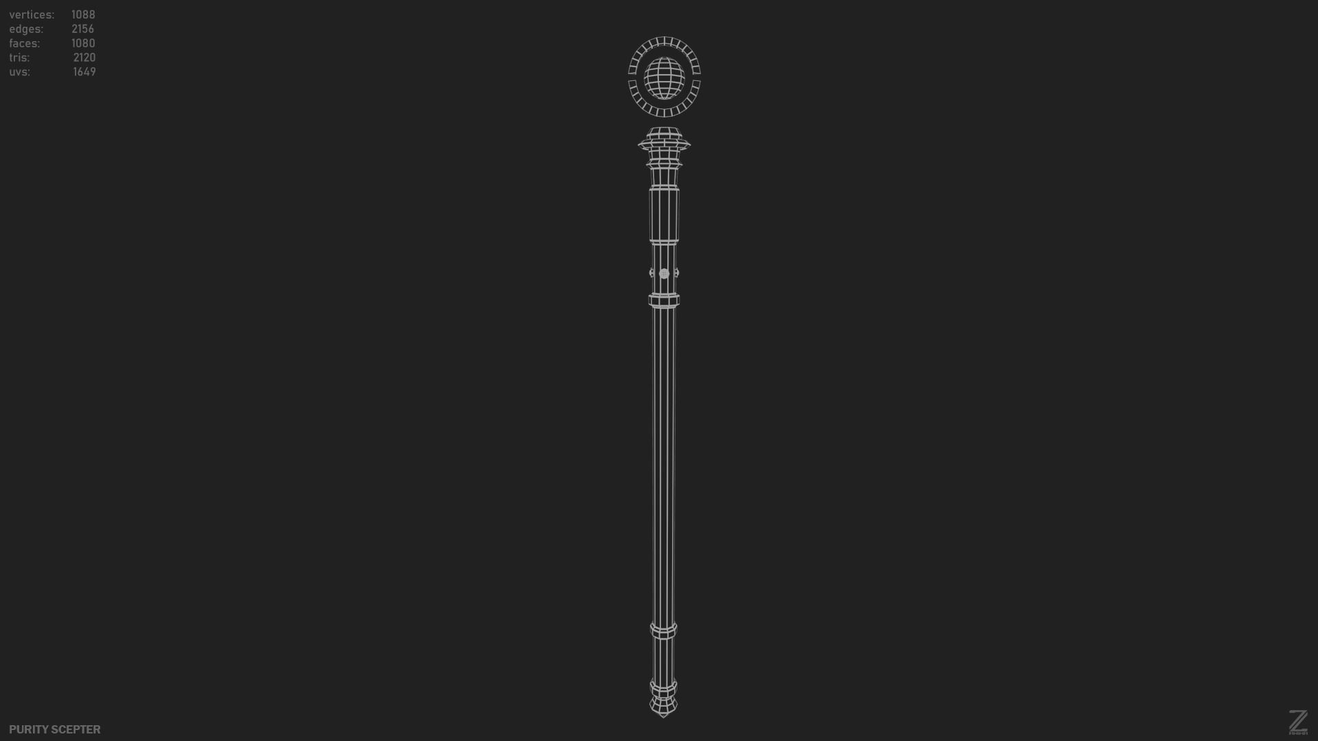 Purity scepter Low-poly 3D model_2