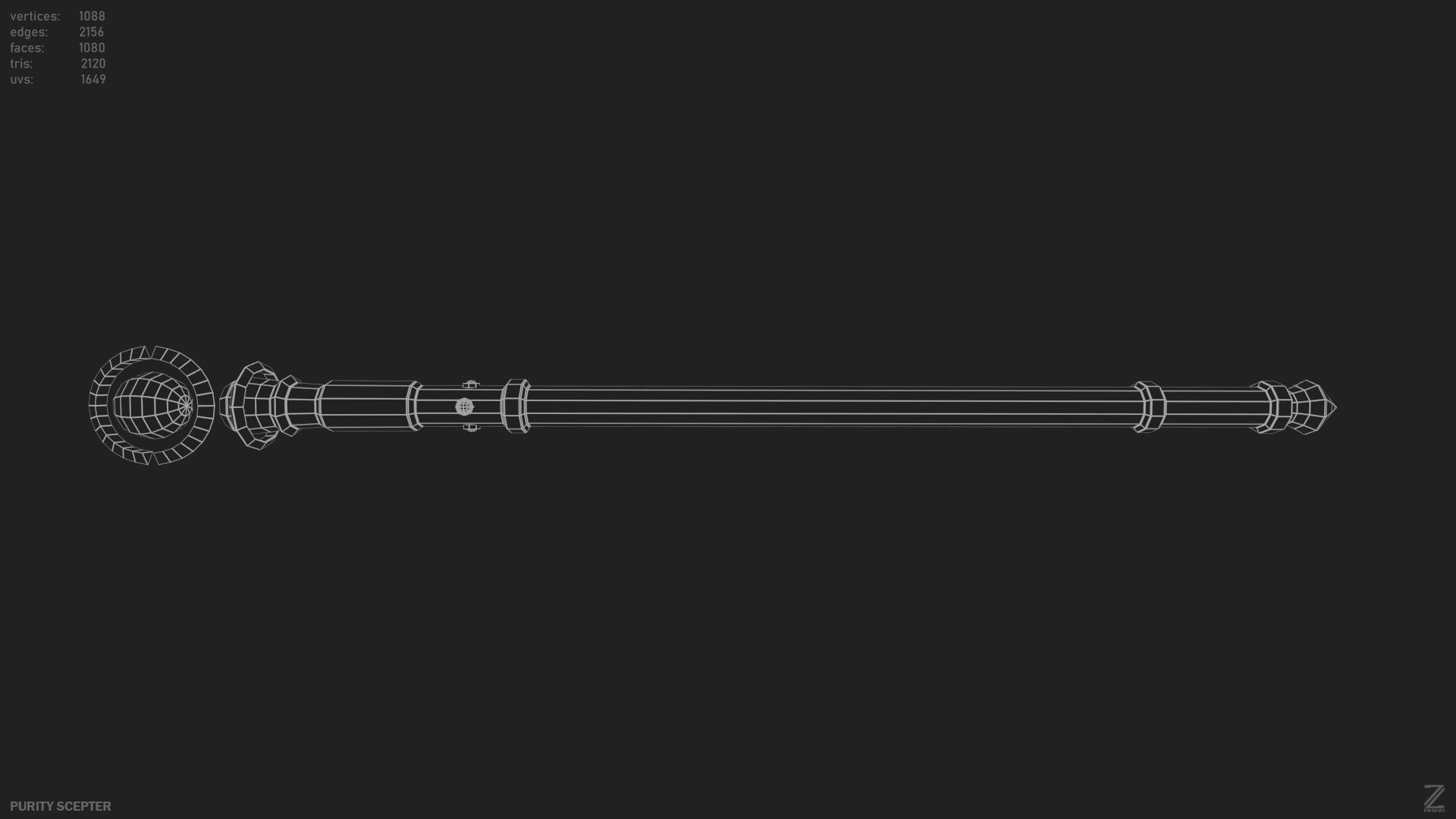 Purity scepter Low-poly 3D model_14