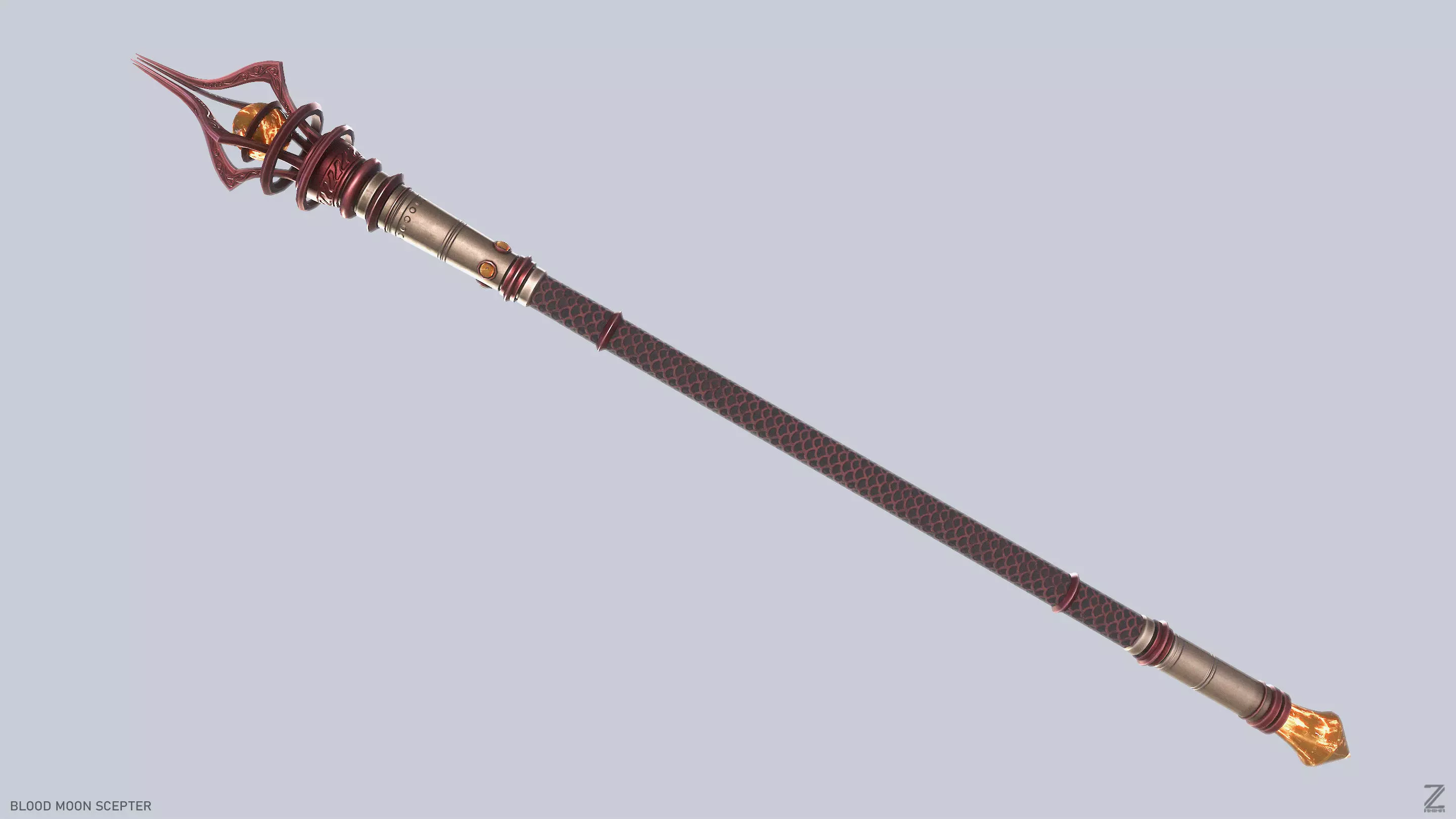 Blood moon scepter Low-poly 3D model