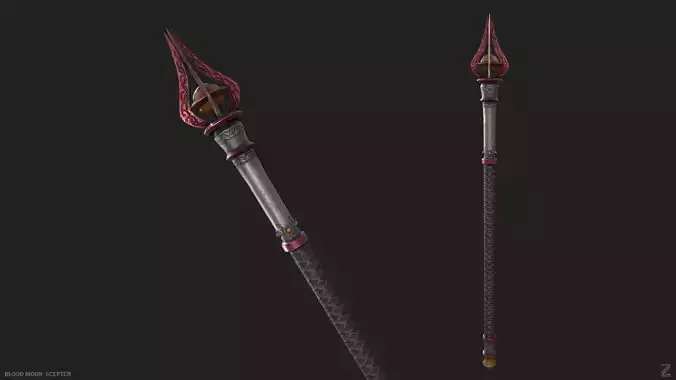 Blood moon scepter Low-poly 3D model