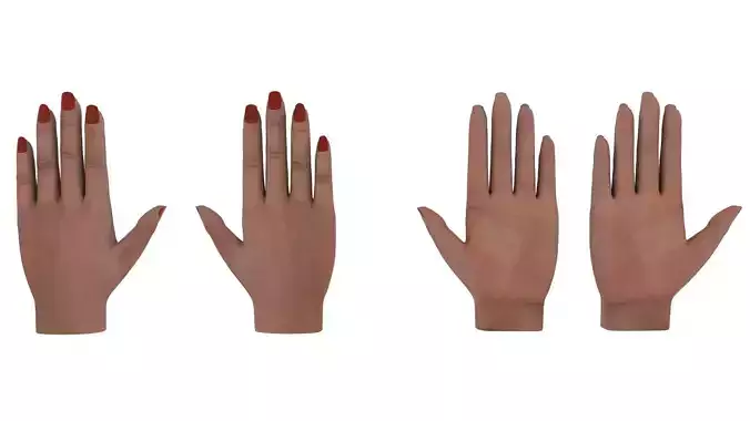 Hands pair of nails Low-poly 3D model