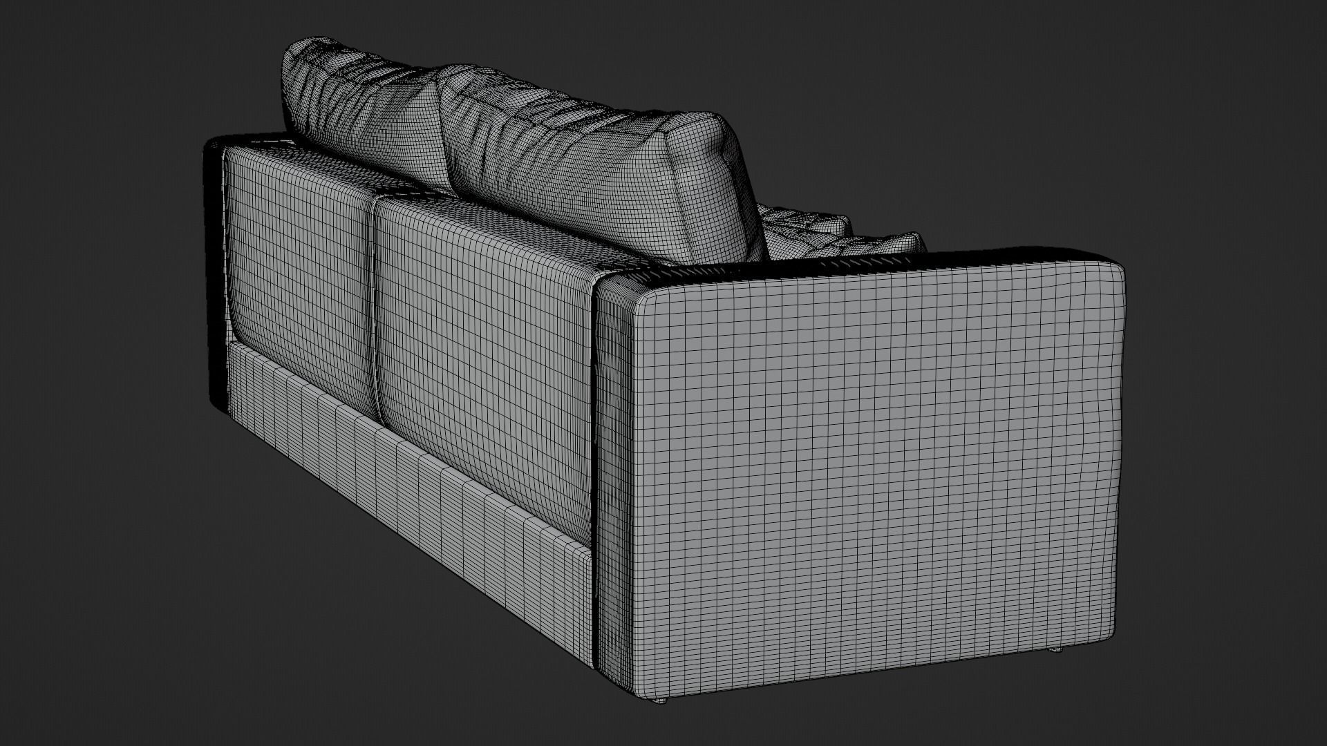 Modern Couch Sofa 3-seater Dark 3D model_11