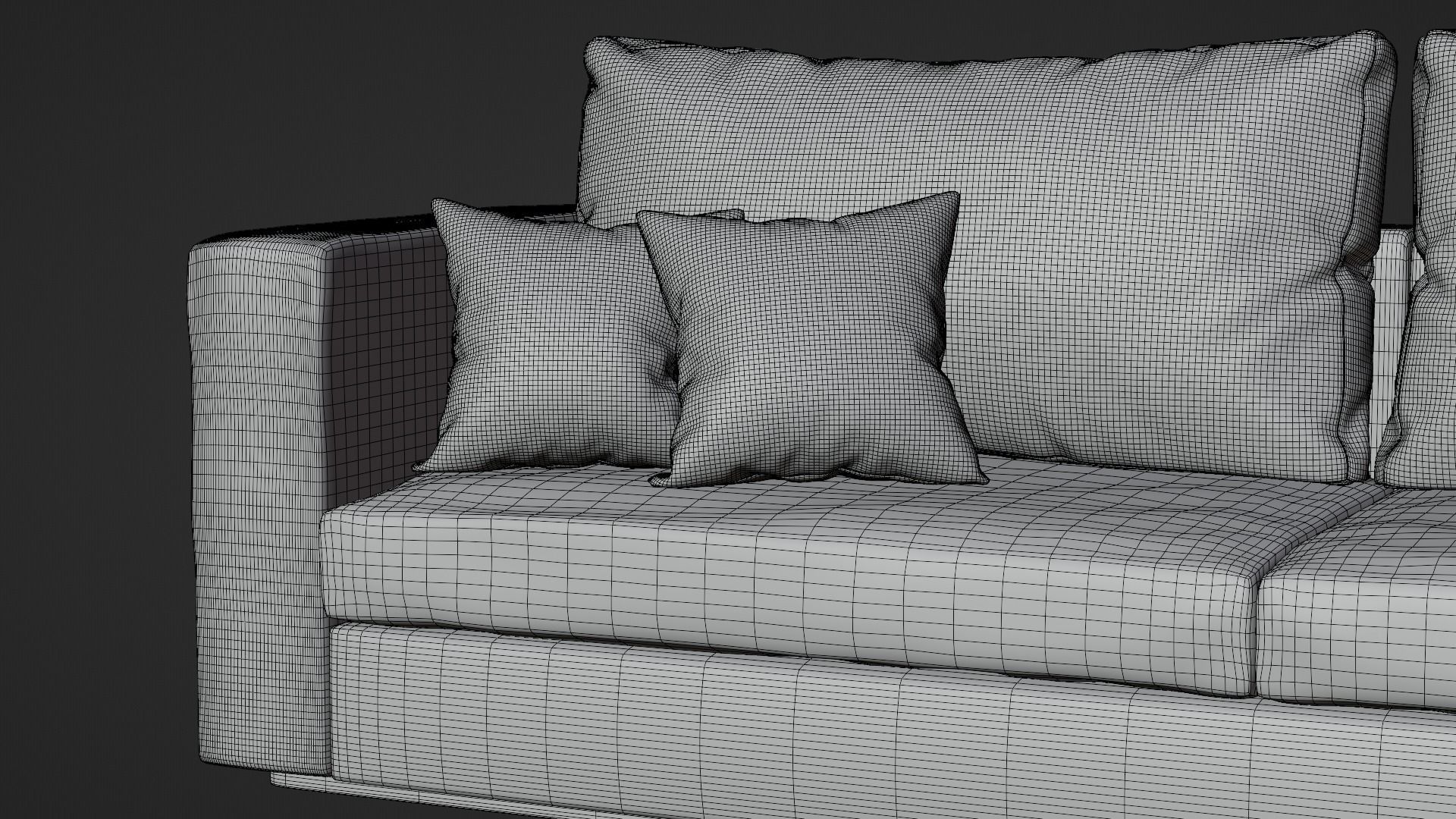 Modern Couch Sofa 3-seater Dark 3D model_10