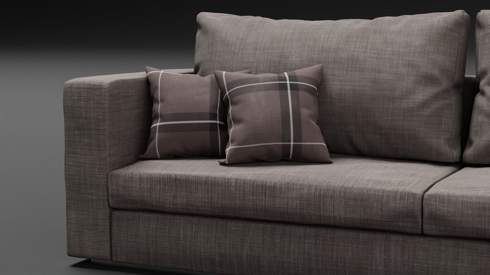 Modern Couch Sofa 3-seater Dark 3D model_4