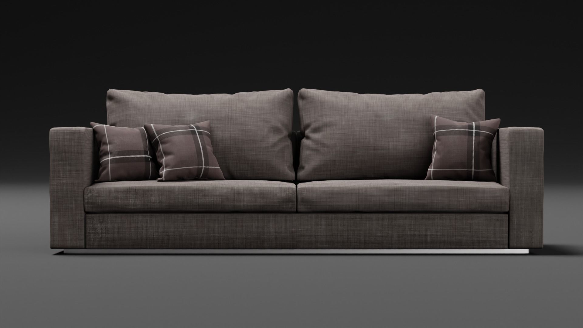 Modern Couch Sofa 3-seater Dark 3D model_2