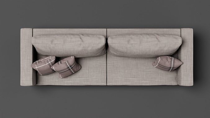 Modern Couch Sofa 3-seater Dark 3D model 4