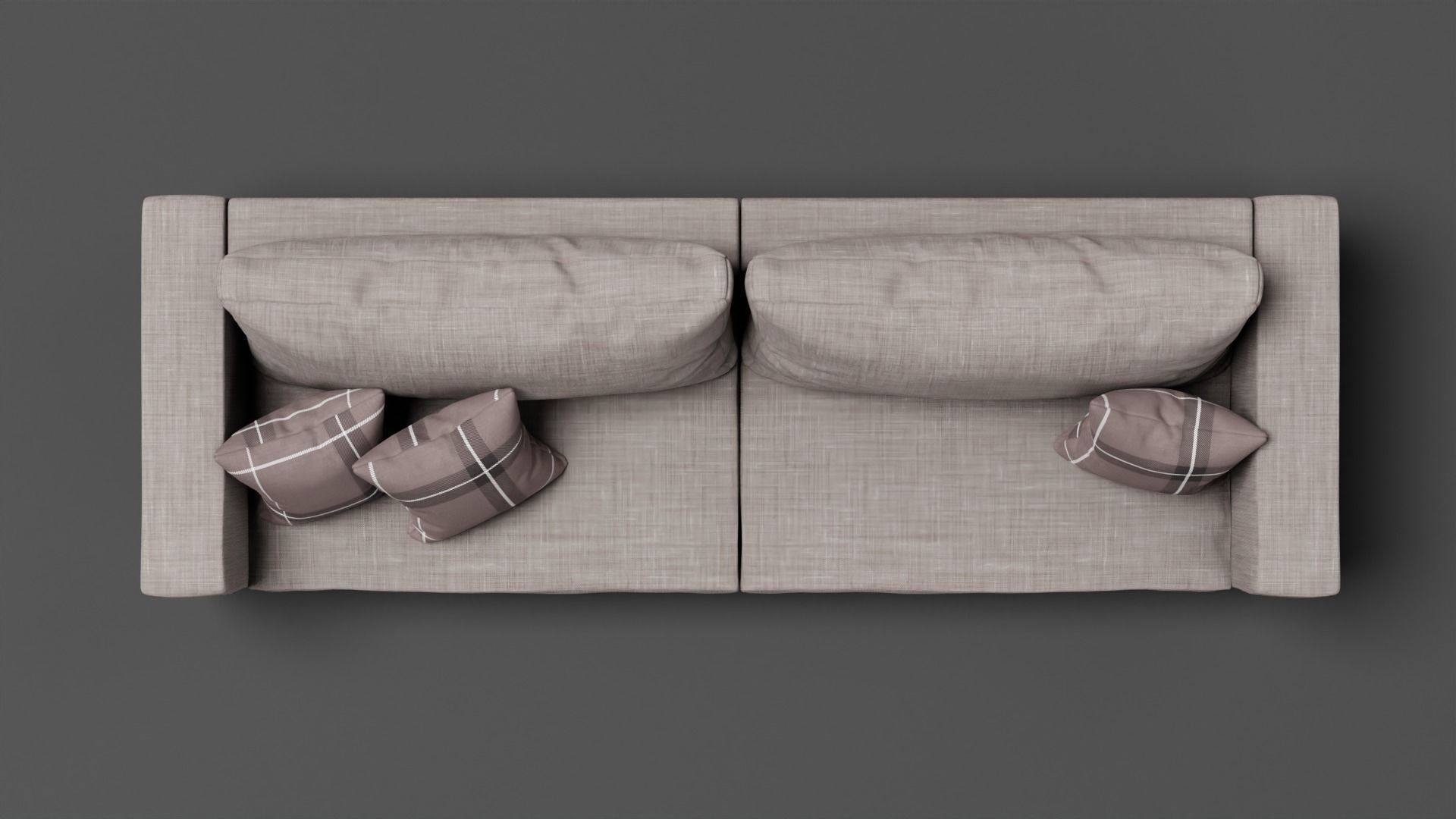 Modern Couch Sofa 3-seater Dark 3D model_3