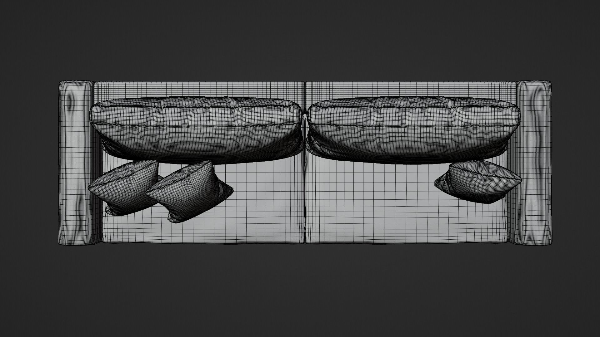 Modern Couch Sofa 3-seater Dark 3D model_9