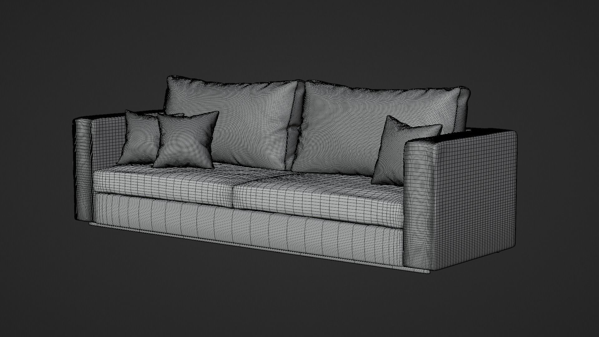 Modern Couch Sofa 3-seater Dark 3D model_6