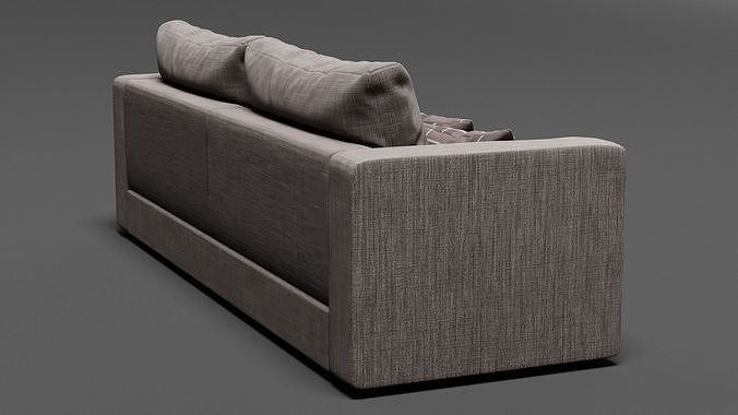 Modern Couch Sofa 3-seater Dark 3D model 6