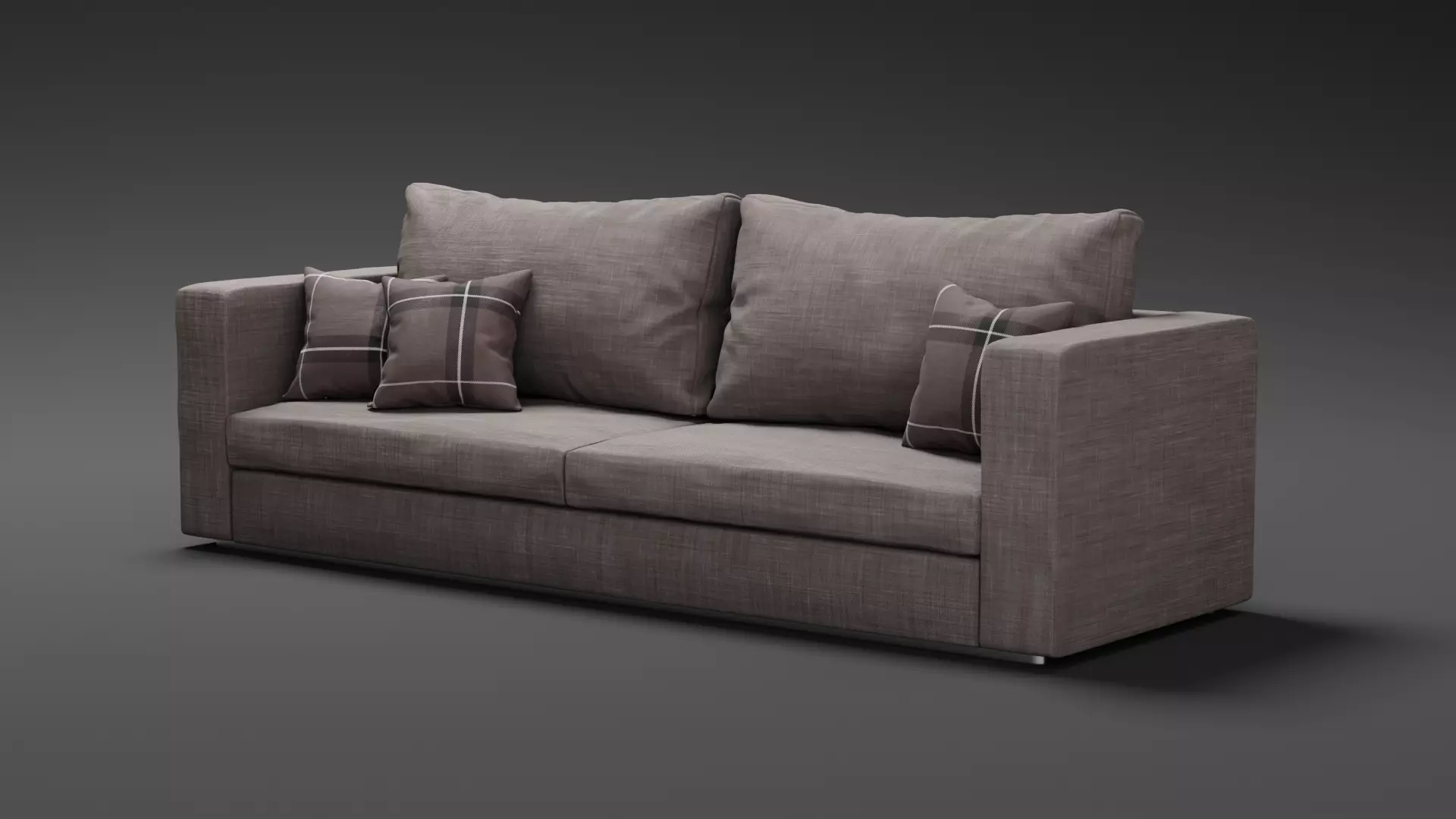 Modern Couch Sofa 3-seater Dark 3D model_0