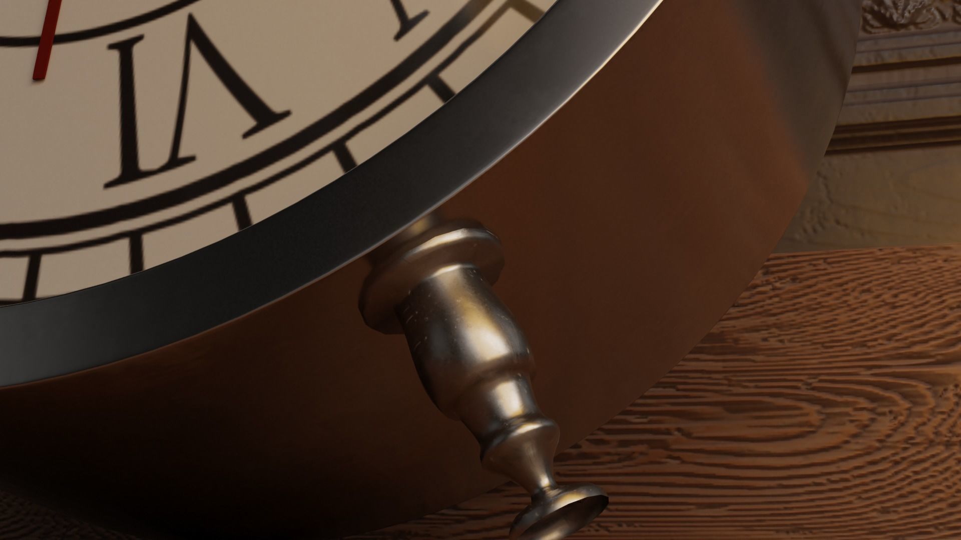 Old steel bell alarm clock 3D model_4