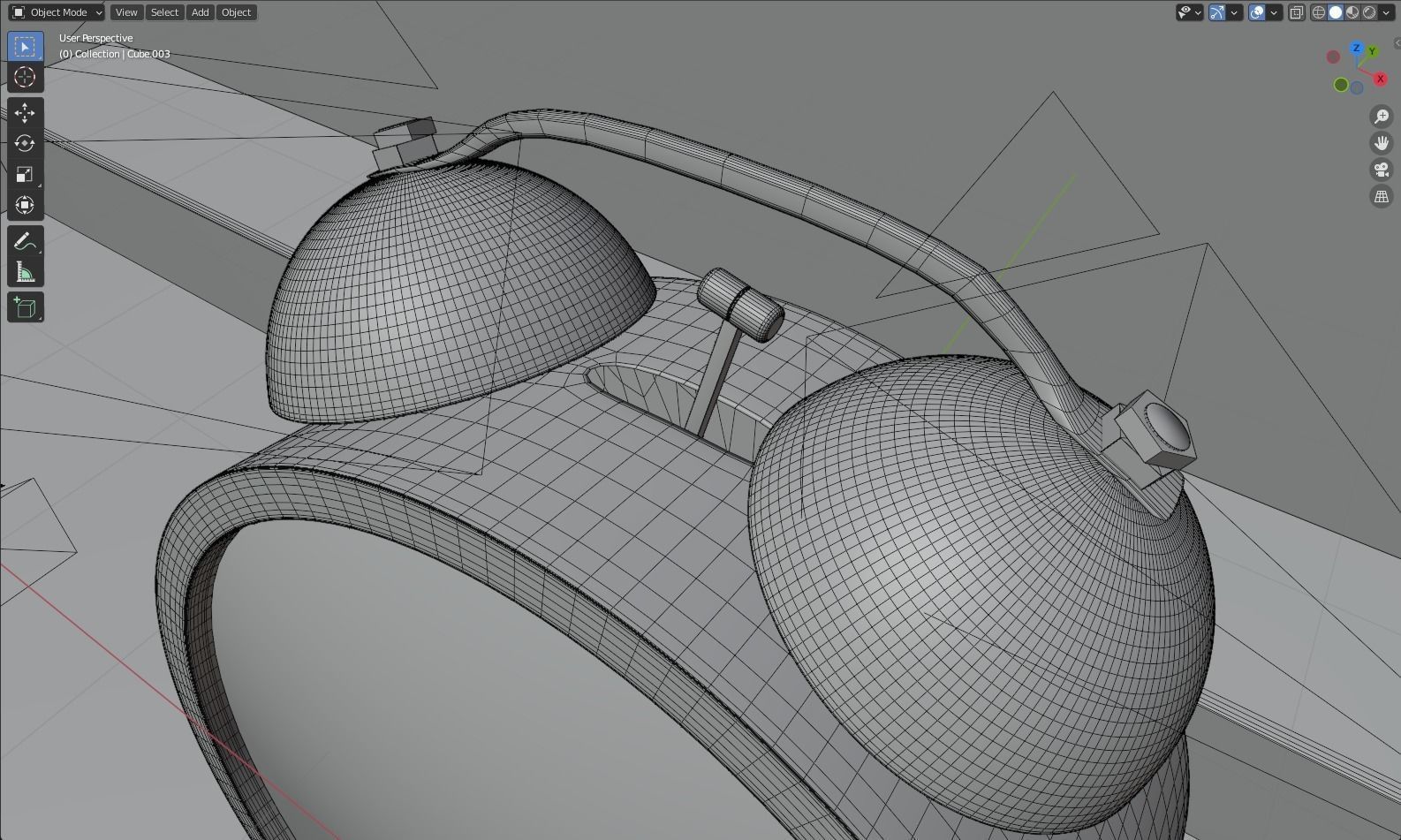 Old steel bell alarm clock 3D model_9