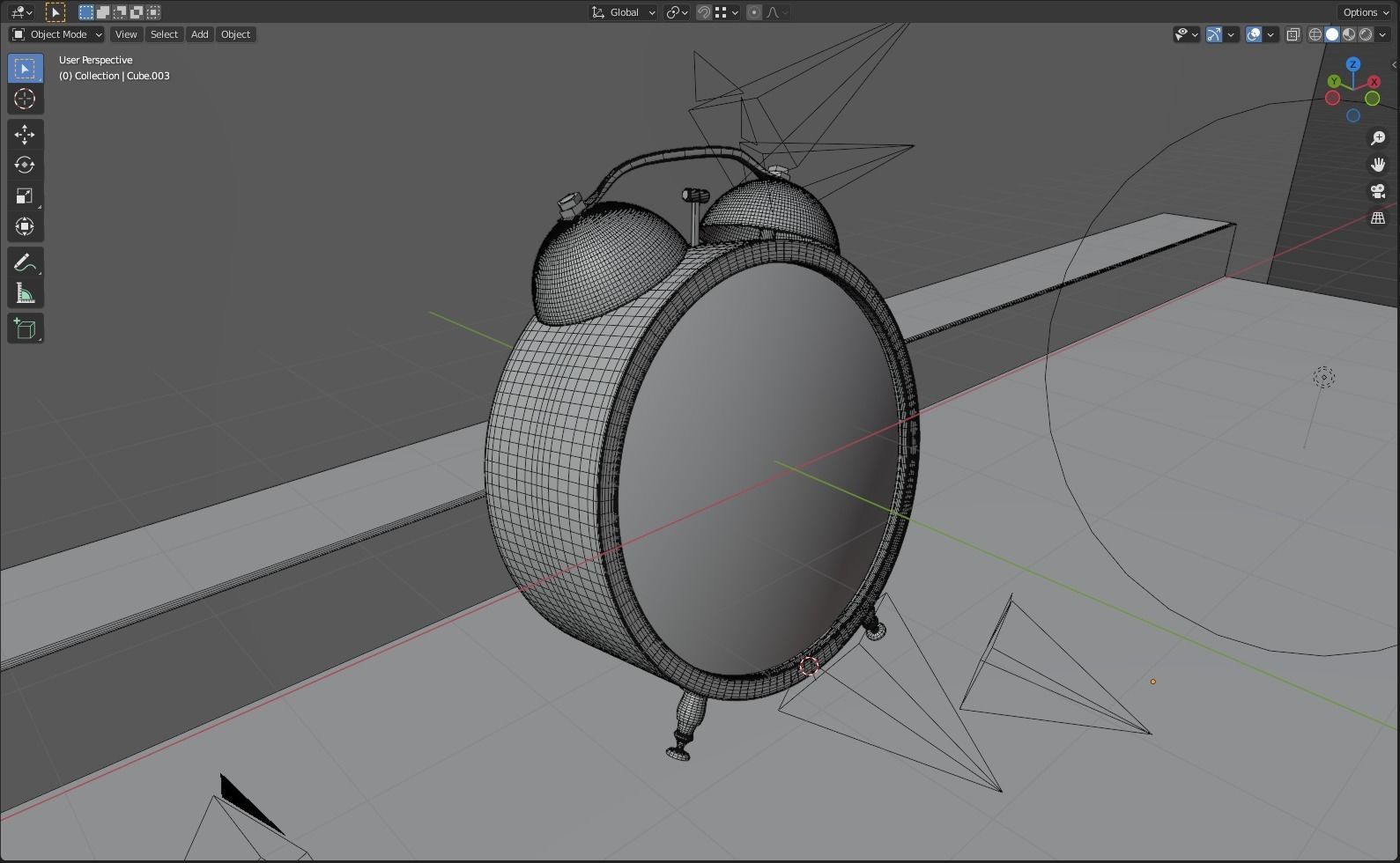 Old steel bell alarm clock 3D model_8